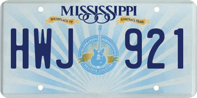 MS license plate HWJ921