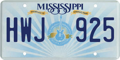 MS license plate HWJ925
