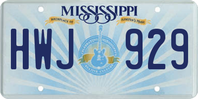 MS license plate HWJ929