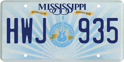 MS license plate HWJ935