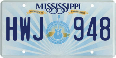 MS license plate HWJ948