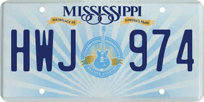 MS license plate HWJ974