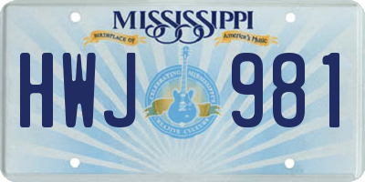 MS license plate HWJ981