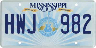 MS license plate HWJ982