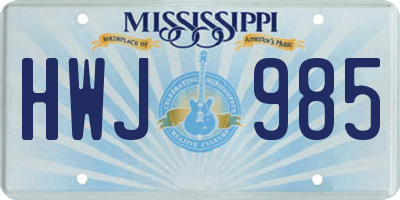 MS license plate HWJ985