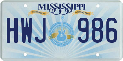 MS license plate HWJ986