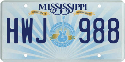 MS license plate HWJ988