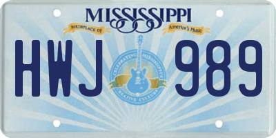 MS license plate HWJ989