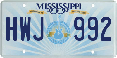 MS license plate HWJ992