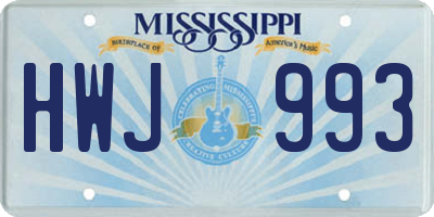 MS license plate HWJ993