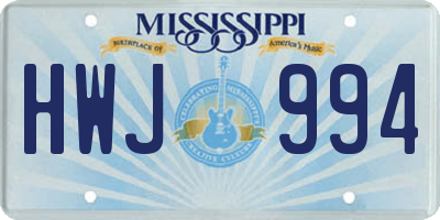 MS license plate HWJ994