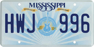 MS license plate HWJ996