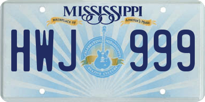 MS license plate HWJ999