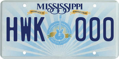 MS license plate HWK000