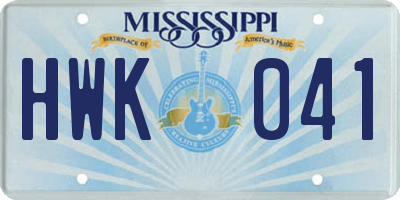 MS license plate HWK041