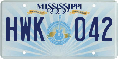MS license plate HWK042