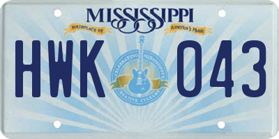 MS license plate HWK043