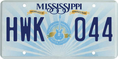 MS license plate HWK044