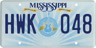 MS license plate HWK048
