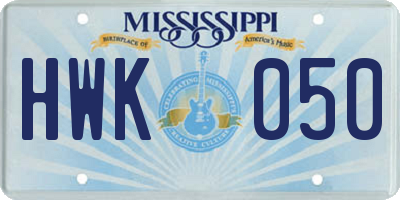 MS license plate HWK050