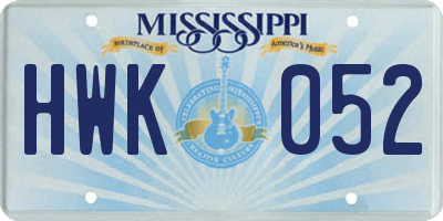 MS license plate HWK052
