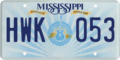 MS license plate HWK053