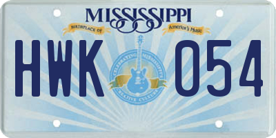 MS license plate HWK054