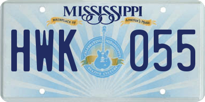 MS license plate HWK055