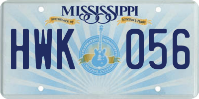 MS license plate HWK056