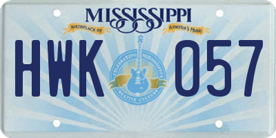 MS license plate HWK057