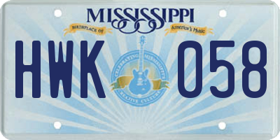 MS license plate HWK058