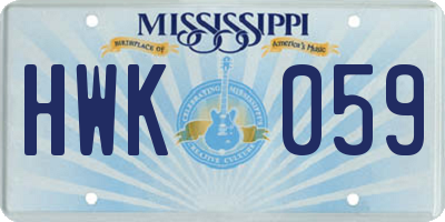 MS license plate HWK059