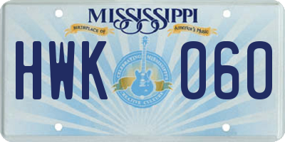 MS license plate HWK060