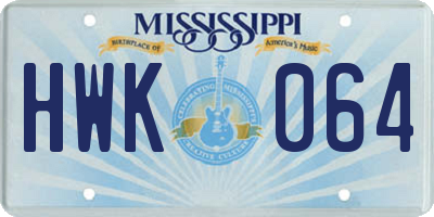 MS license plate HWK064