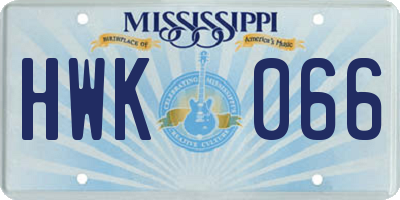 MS license plate HWK066