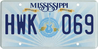 MS license plate HWK069