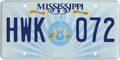MS license plate HWK072