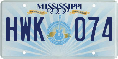 MS license plate HWK074
