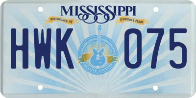 MS license plate HWK075