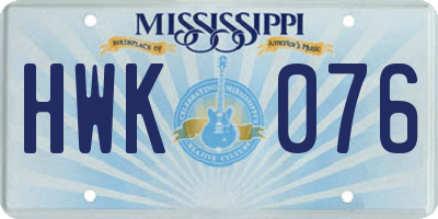 MS license plate HWK076