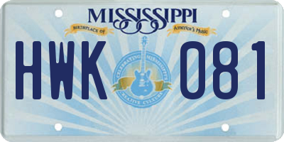 MS license plate HWK081