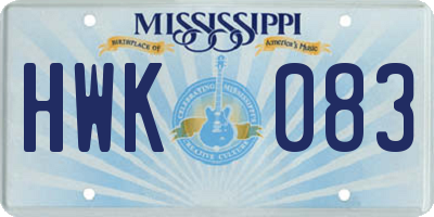 MS license plate HWK083
