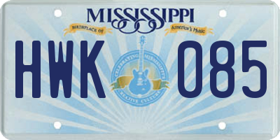 MS license plate HWK085