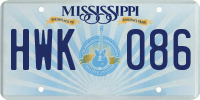 MS license plate HWK086