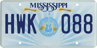 MS license plate HWK088