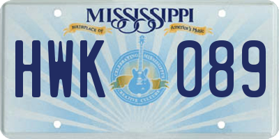 MS license plate HWK089