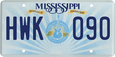 MS license plate HWK090