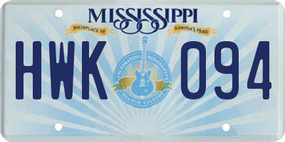 MS license plate HWK094