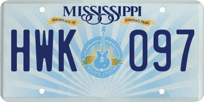 MS license plate HWK097