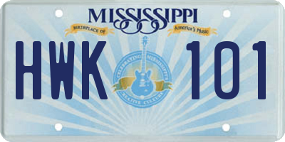 MS license plate HWK101